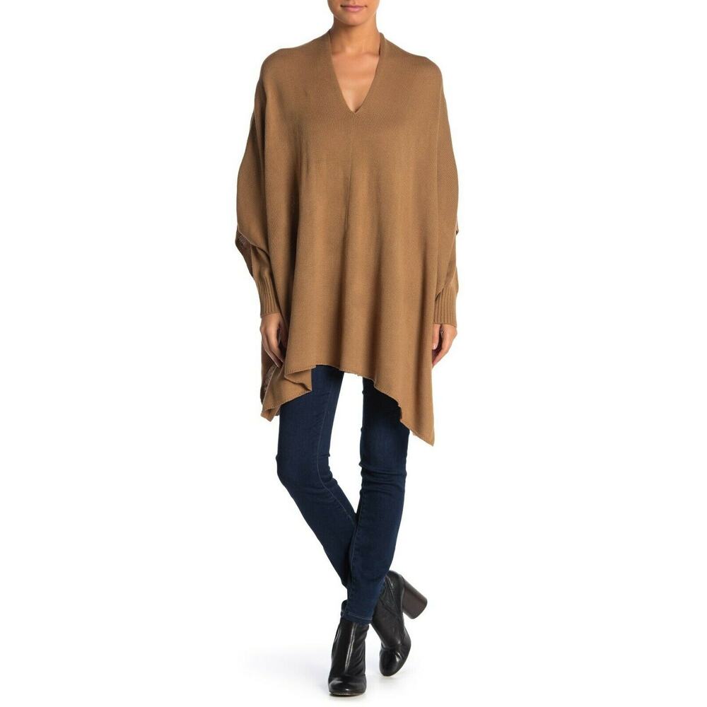 RDI Modern Designer Knit Poncho Pullover Long Sleeves V-Neck Medium NWT